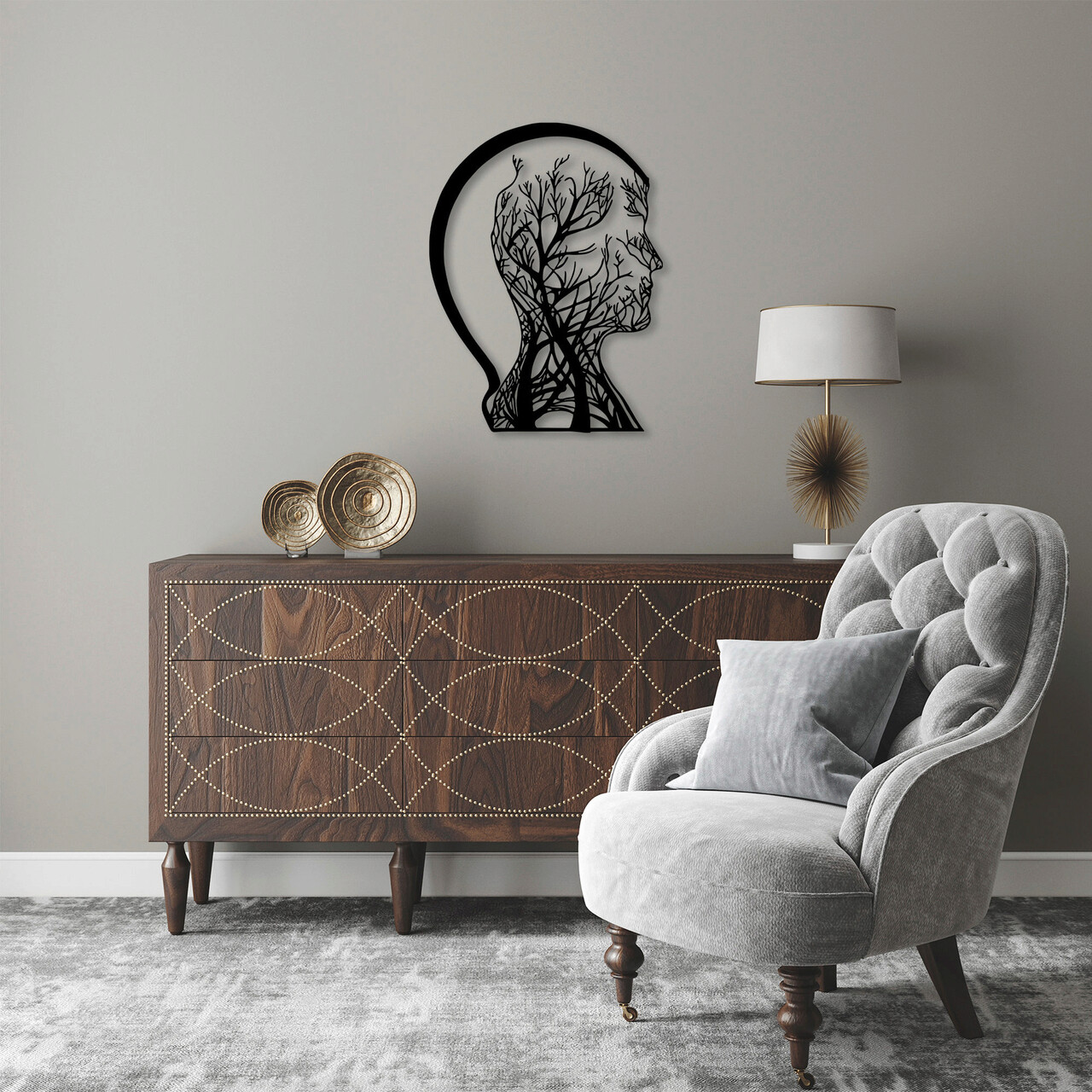 Decoratiune de perete, Tree Man, Dimensiune: 52 x 70 cm, Negru - imagine 7